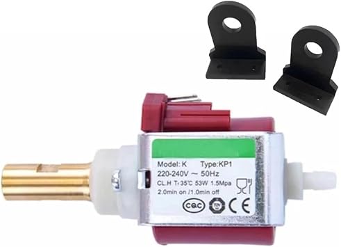 KP1 220V 53W Cabinet/Coffee Machine Electromagnetic Pump Water Pump Replacement, Compatible For ULKA, EX5, Compatible For Defond, P500U Low NoisePump with holder