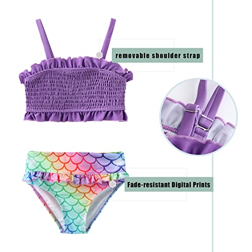 Image of Girls Bikini Swimsuits Two Piece Bathing Suit for Kids Girls Hawaiian Smocked Swimwear 3-16 Years
