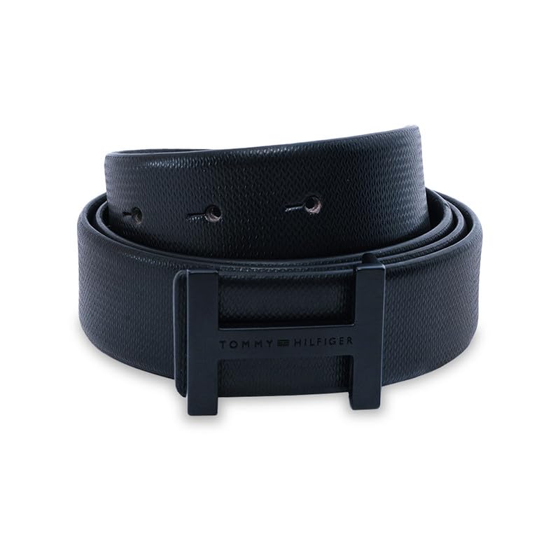 tommy hilfiger Men'S Leather Reversible Belt Belair - Black With Matte Black H Buckle | Perfect For Formal And Casual Wear | Adjustable Waistband | Ideal For Gifting - M (90Cm)-picture-11