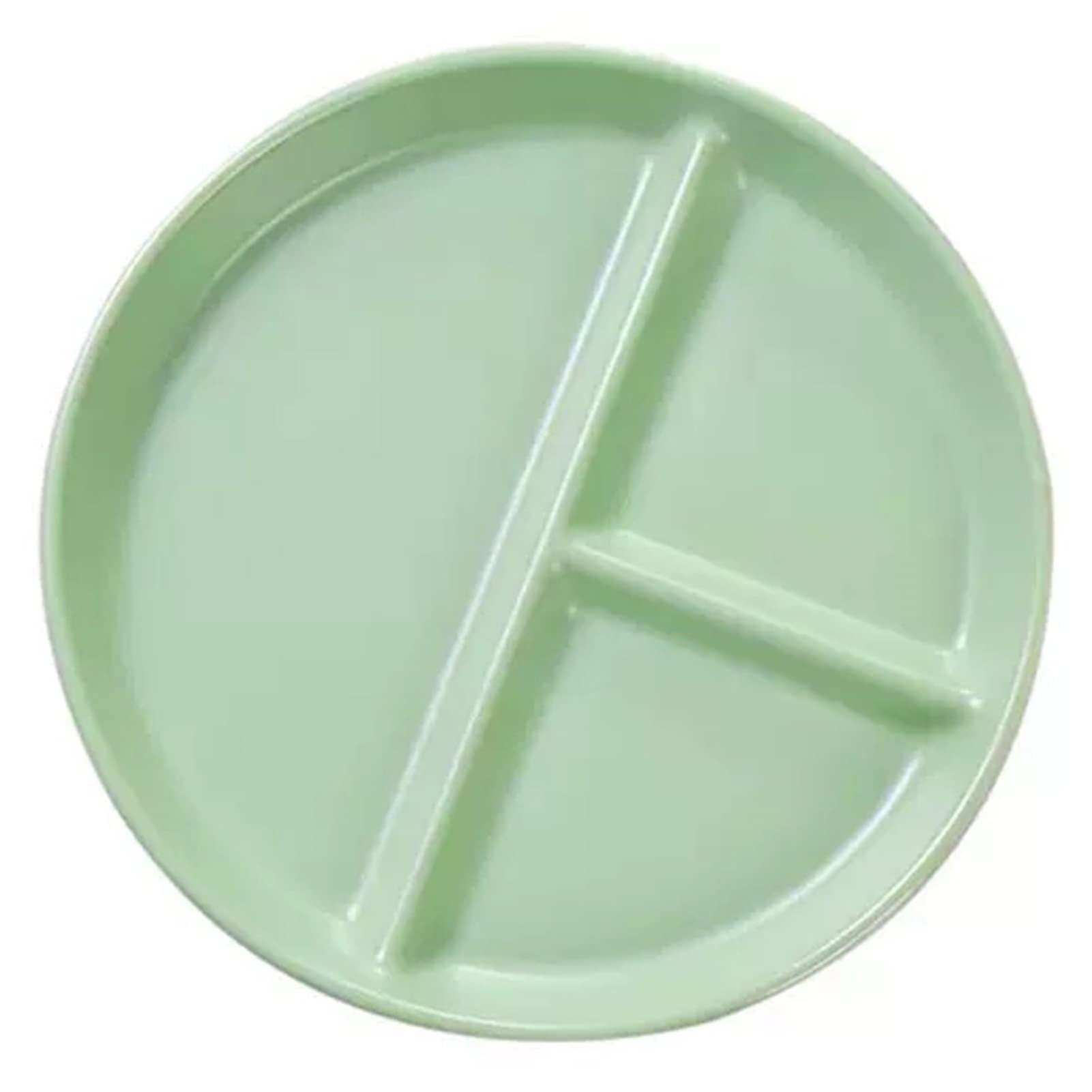 Round Ceramic Dinnerware Divided Plates 1 Pc 3 Compartment Portion Control Plates Adult Diet Plate Cream Color Series (Color : Green)