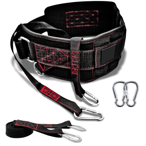 FourRoar | Cinturon Lastre Dominadas con 1 Cuerda de 100 cm y 2 Mosquetones | Talla Unica | Cinturon de Lastre Gimnasio va Acolchado y Aguanta 250Kg | Evita darte en tus Partes con la Cadena