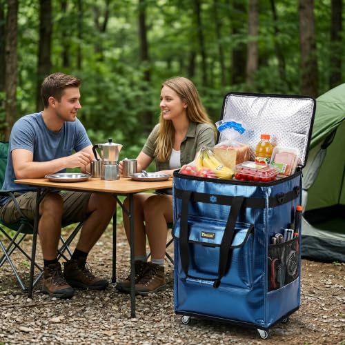 Image of BALEINE Reusable Grocery Bags on Wheels, Rolling Tote Bag, Shopping Trolley, Large Backpack Shopping Carts for Groceries