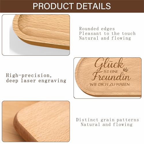 TAIVIN Holz Tablett,Deko und Aufbewahrung Tablett,23 x 10 cm,Geschenk für Freundin,Geschenk der Dankbarkeit und Freundschaft,geeignet für Schminktisch und Wohnzimmer