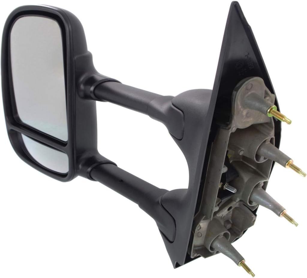 For Ford E-450 Super Duty/E-350 2003-2019 Door Mirror Driver Side | Manual | Telescoping Type | Dual Glass | Black Textured | Replacement For FO1320238 | 3C2Z17683DA, 3C2Z17683DAA