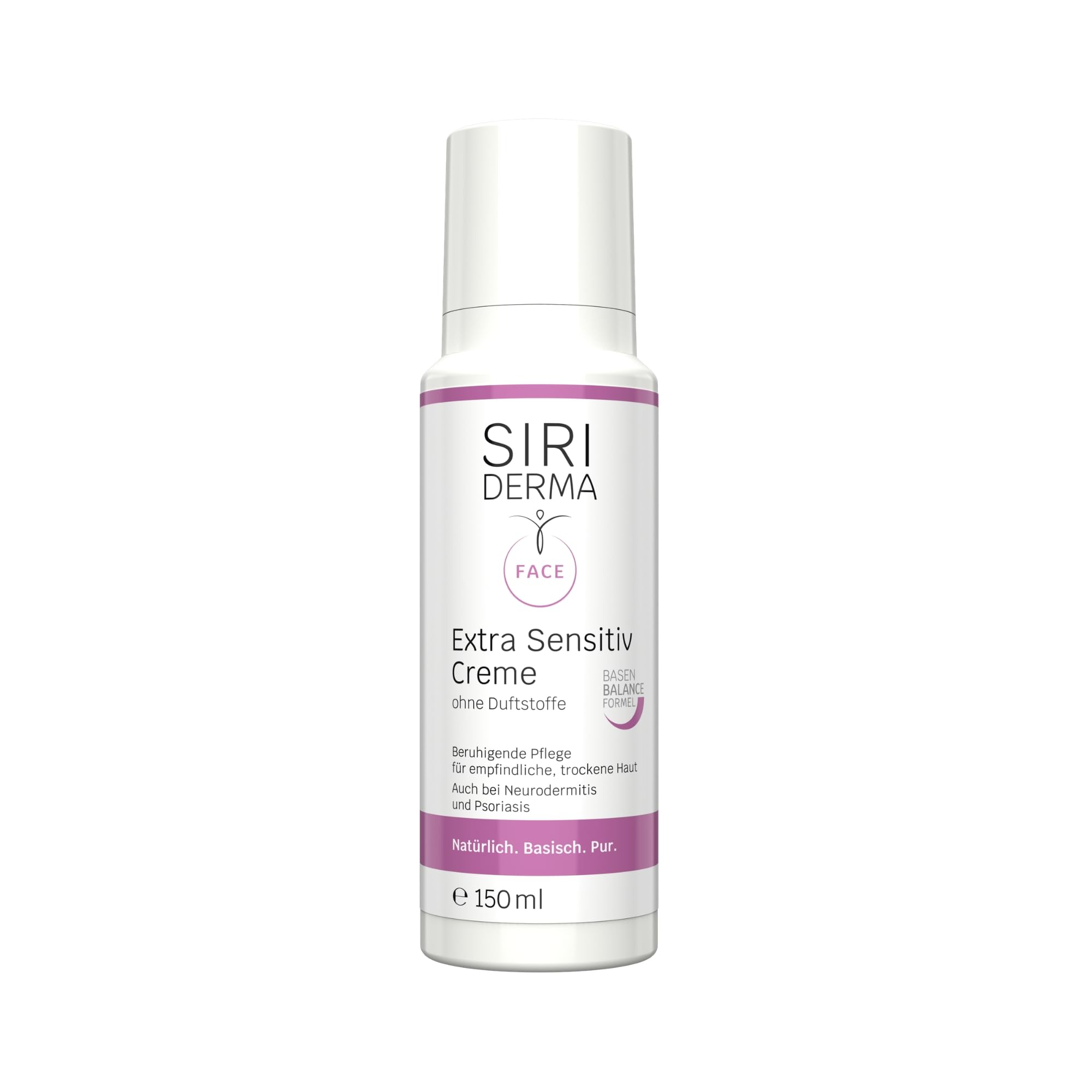 SIRIDERMA Extra Sensitiv Creme | Basische Gesichtscreme für sensible, sehr trockene Haut | Auch bei Neurodermitis, Psoriasis (ohne Parfum, 150 ml)