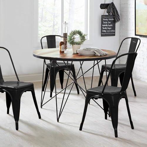 Image of Devoko Metal Dining Chair Set of 4, 18 Inch Seat Height Chair, Stackable Classic Trattoria Metal Chairs 300 Weight Capacity for Indoor Outdoor Home Kitchen Patio Cafe Restaurant Use