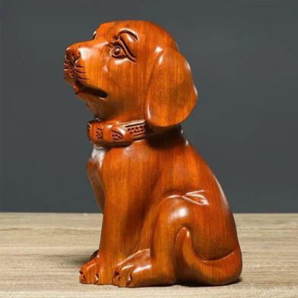 Chien en bois lucency Feng Shui ARKERO artisanat d'art et figurine d'ornements maison de 10cm