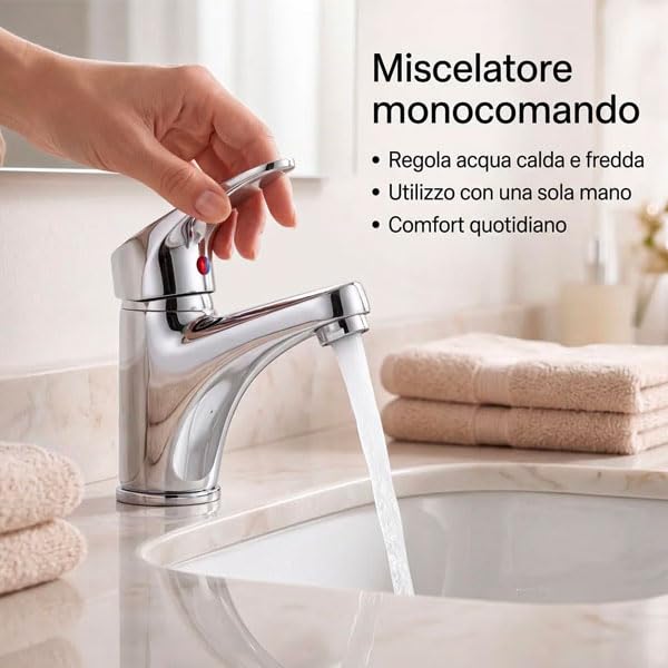 081 Store - Set 2 Rubinetti Bagno per Lavabo e Bidet con 2 Tappi Lavandino Bagno Click Clack, Miscelatori Monocomando in Ottone Cromato con Flessibili Inclusi