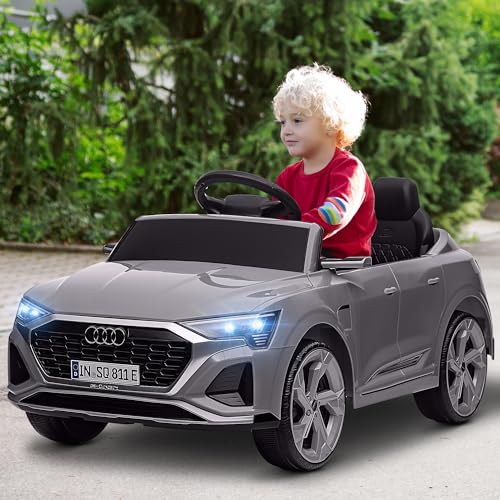AIYAPLAY Kinder Elektroauto 12V Kinderauto mit 2,4G Fernbedienung, MP3 Musik & Hupe, Elektrofahrzeug mit Scheinwerfer, 4 gefederte Räder, 3-5 km/h, für 3-6 Jahre Kinder, Grau – Bild 3