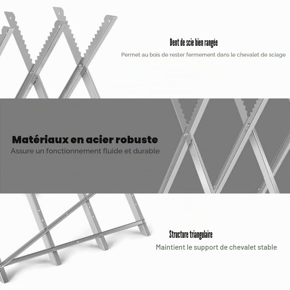 Cannoli Chevalet de Sciage avec 4 Supports de Bois Dentelés PliableChevalet de sciage, Pliable, Charge maximale 150 kg, Acier, pour Couper Le Bois, argenté(84 * 80 * 80cm (quatre colonnes))