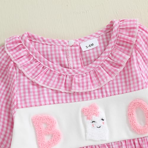 Rtnnsbbfcm Newborn Baby Girl Halloween Outfit Pumpkin Embroidery Long Sleeve Floral Print Smocked Bubble Romper4