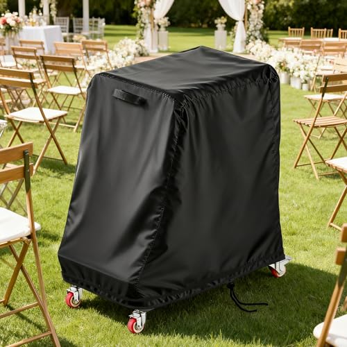 Image of Folding Chair Rack Cover for VEVOR L-Shape, Waterproof Chair Cart Cover, Folding Chairs Storage Dolly Chairs Holder Covers- 43 inch L x 21 inch W x 43 inch H