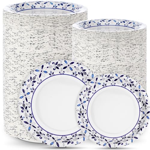 300 Piece Maxcheck Paper Plates Set for Family Gatherings and Parties