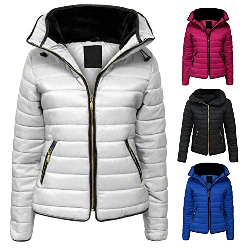 Bolsos com zíper à prova de vento casaco feminino gola de cor sólida casaco puffer para uso diário