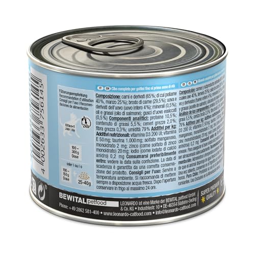 LEONARDO Kitten Katzenfutter Kitten, 6X 200 g getreidefreies Nassfutter für Kätzchen bis 1 Jahr, Alleinfuttermittel mit frischem Geflügel – Ansicht 3