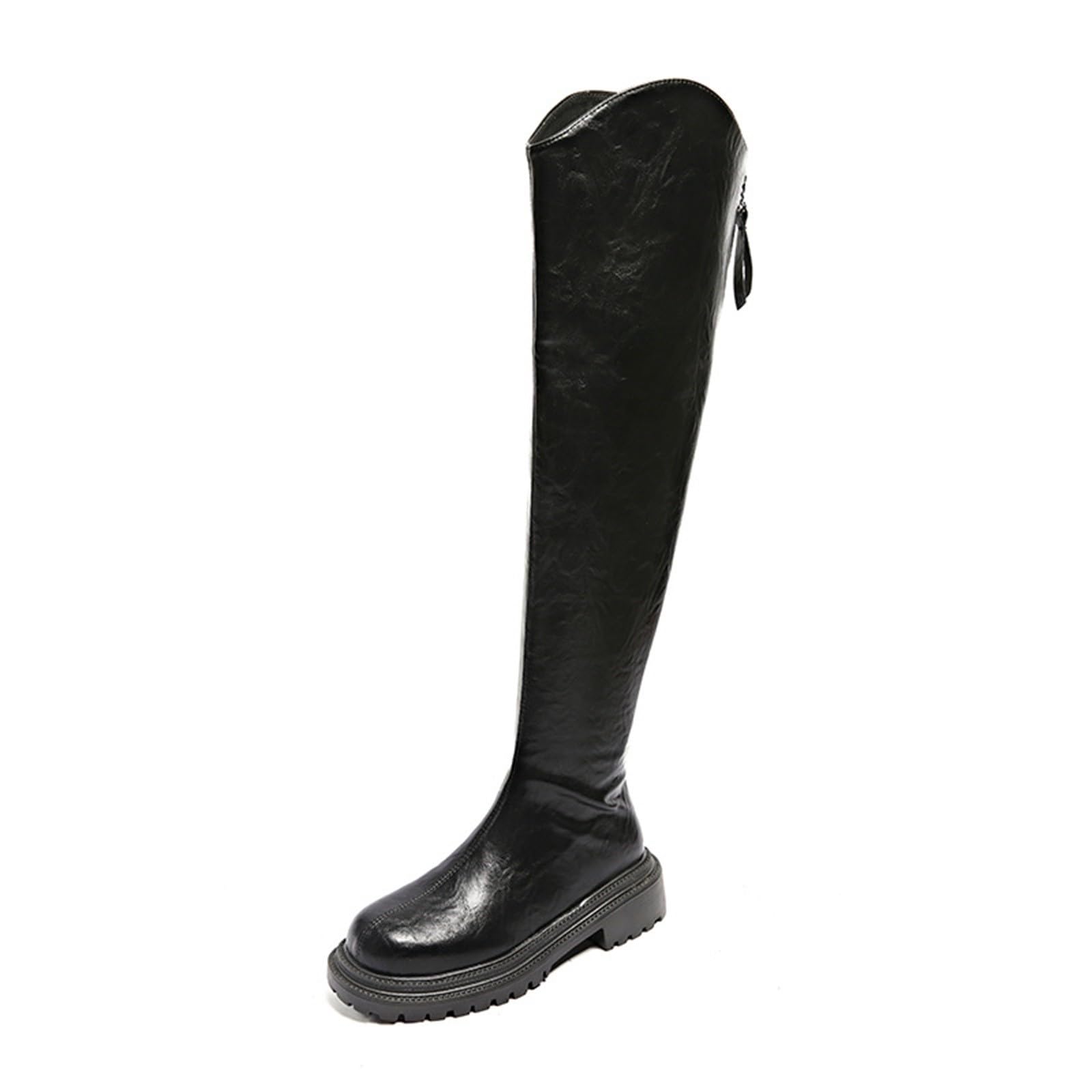 Stivali sopra il ginocchio, da donna, in pelle, stile occidentale, stile vintage, da cowboy, da equitazione, da cowboy, stivali alti al ginocchio, da donna, in similpelle, per autunno e inverno