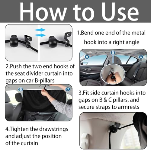 Image of Car Window Curtains, Car Window Sun Shade Protector, Sun Shades for Windows, Automatic Blind Curtains for, Two-Piece Set for SUV and Van, Block Sunlight and Create Privacy During Travel