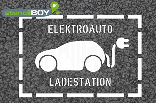 Preisvergleich Produktbild Elektroauto - Ladestation Bodenmarkierungs-Schablone mit Rahmen