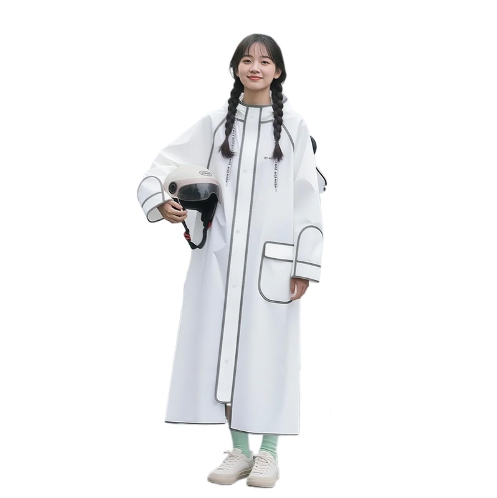 Capa de Lluvia Reutilizable Chubasquero Largo De Cuerpo Entero For Exteriores, Una Pieza, Específico For Bicicletas Eléctricas Ropa de Agua para Exteriores