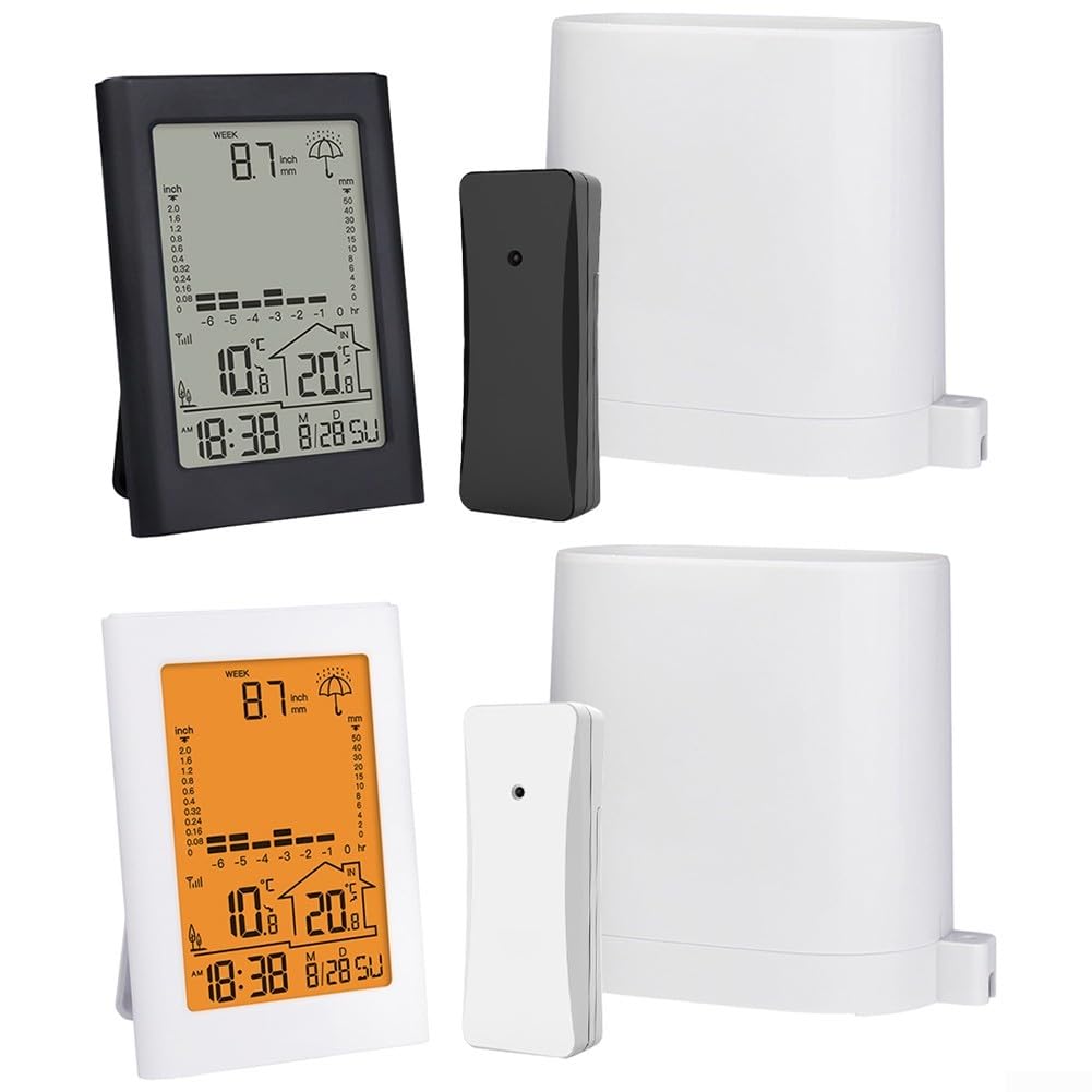 Whychstore Echtzeit-Regenmesser, digitaler Regenmesser mit Alarm-Snooze-Funktion für klare, präzise Erkennungsdaten (weiß), 6OCK86XXB7876DVJ41DO98R00