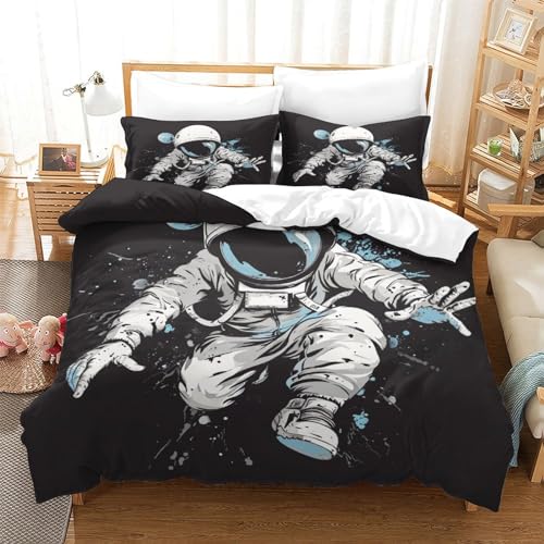 Housse de couette astronaute résolvant les nuits trop chaudes microfibre King 3D - 2