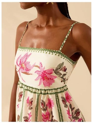 SOLY HUX Women's Floral Print Cami Dress Spaghetti Strap A Line Flared Flowy Short Summer Dresses Sundress4