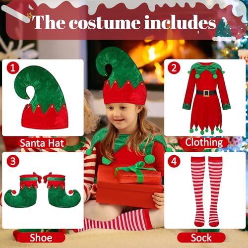 Disfraz infantil de elfo de Navidad para niñas miniatura 4