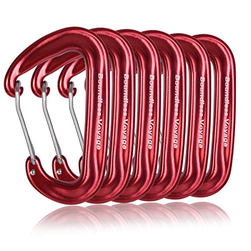 iBasingo 6PCS Aluminum Alloy Carabiner Clips Heavy Duty 12KN Red-BV1026