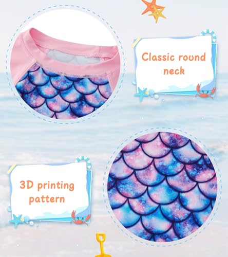 Image of UNIFACO Toddler Girls Swimsuit Rashguard Set Summer Beach Breathable Tankini with UPF 50+ Sun Protection 2-8T
