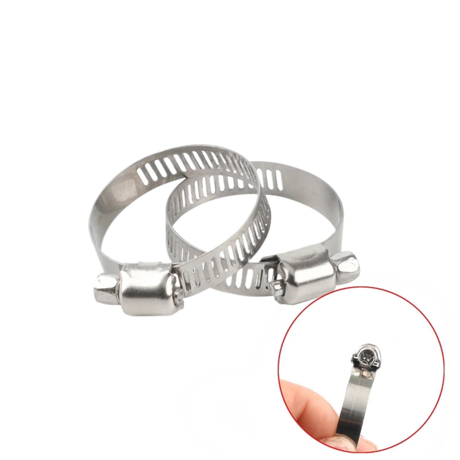 Abrazadera de manguera de acero inoxidable ajustable, 10 unidades, para línea de combustible, tamaño de tornillo sin fin, 19-29 mm (19-29 mm/100 unidades)