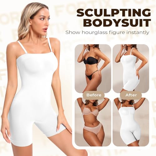 Image of fortix Strapless Shapewear Bodysuit for Women Tummy Control Full Body Shaper Snacthed Bodysuit Seamless Under Dresses
