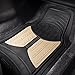 Automotive Floor Mats Climaproof for All Weather Protection Universal Fit Heavy Duty Rubber Fits Most Cars, SUVs, and Trucks, Full Set Trim to Fit FH Group Beige