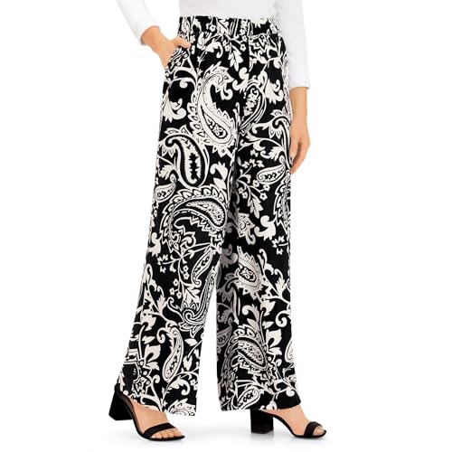 Collections Etc Paisley Wide Leg Palazzo Pants with Side Pockets