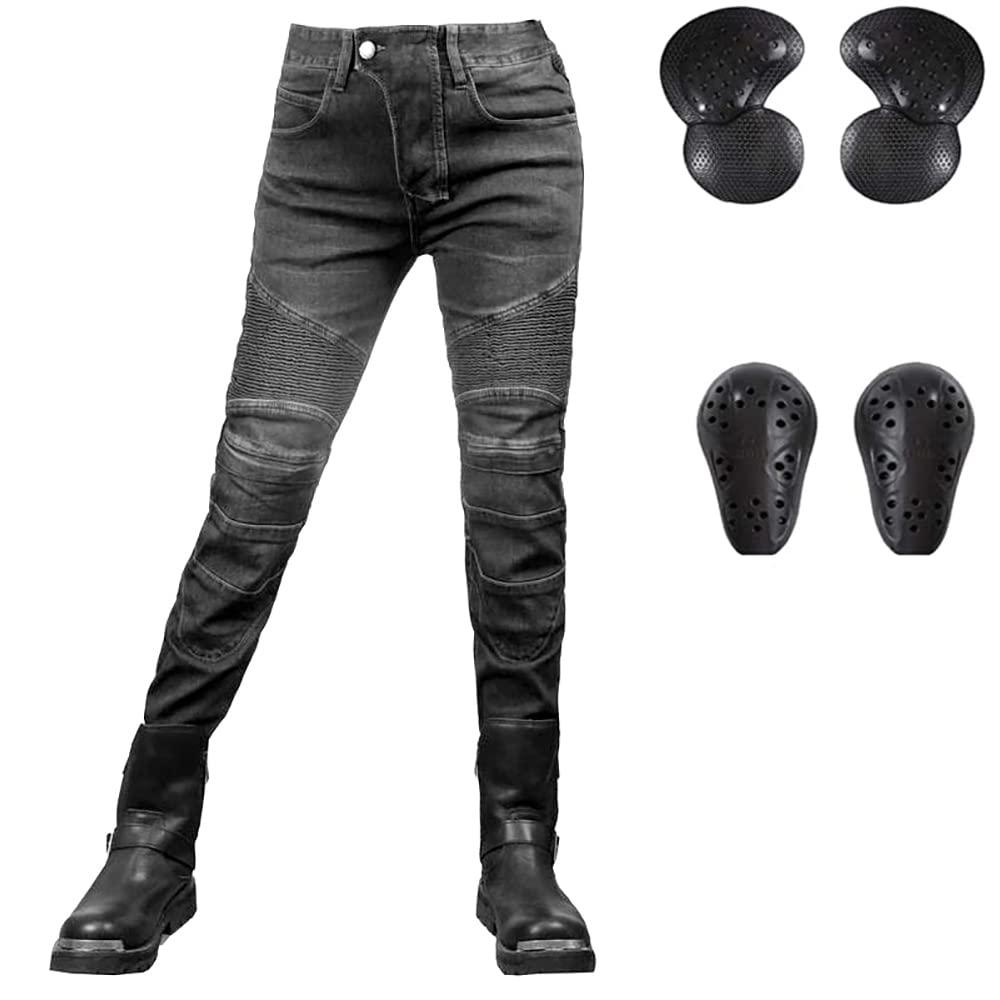 LOMENG Motorcycle Pants Women Stretch Moto Biker Jeans Riding Pants All Seasons with Armor CE Knee Hip