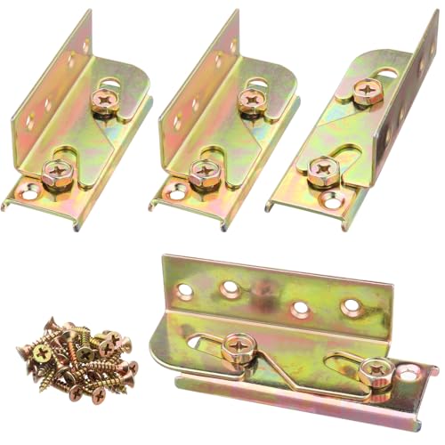 WENHUALI 4 Sets Bed Rail Brackets, Bed Frame Hardware Non-Mortise Bed Rail Fittings with Screws...