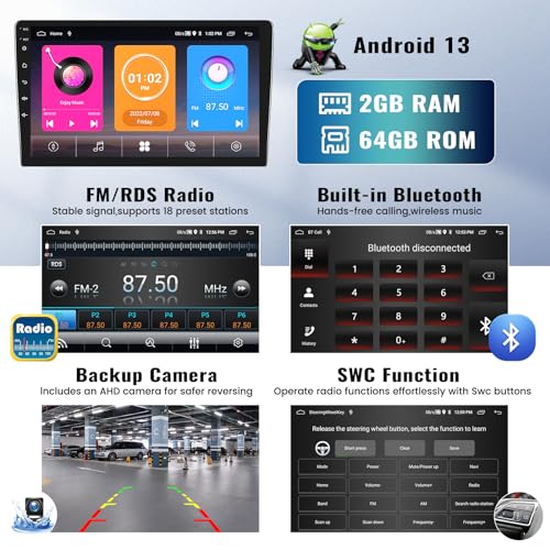 2G + 32G para Mazda 5 2005-2010 Android 13 rádio estéreo para carro, sem fio, Apple CarPlay e navega