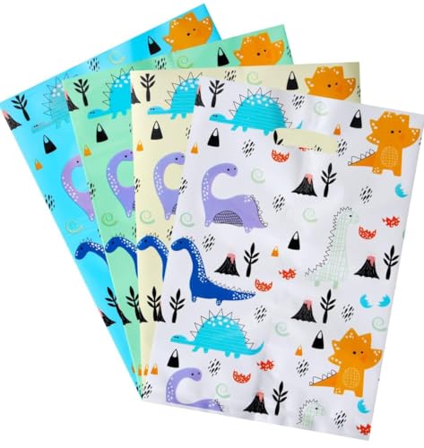 Image of VRB Dec 24pcs Foil Guddy bags, return gift bags for kids birthday, Happy Birthday Party Return Gift Bags For Boys and Girls, Colorful Gift Bags (24pcs Dinasour Theme Design)