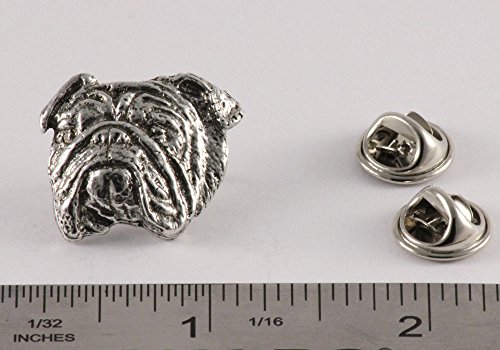 Antique Pewter English Bulldog Head Pin D0722