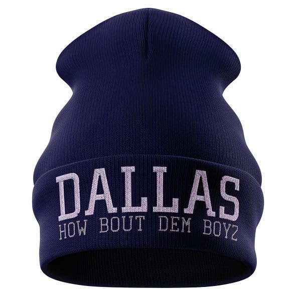 Printbox Originals How Bout Dem Boyz Beanie Hat, Embroidered Dallas Football Hat for Men & Women, Dallas Gifts Navy Blue