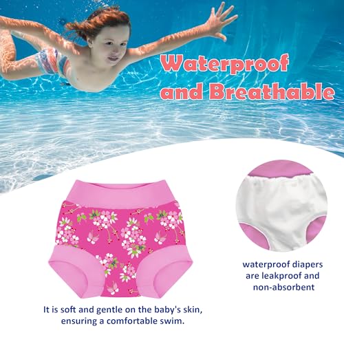 BIG ELEPHANT 2 Pcs Rash Guard Swim Diapers Sets for Unisex Baby, Boys Girls Long Sleeve Swimsuit with UPF 50+ Sun Protection3