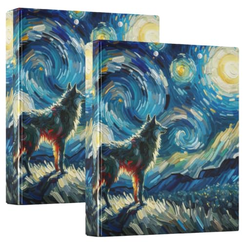 Classeur 3 anneaux imprimé loup format A4 avec poches pour ranger vos documents de bureau