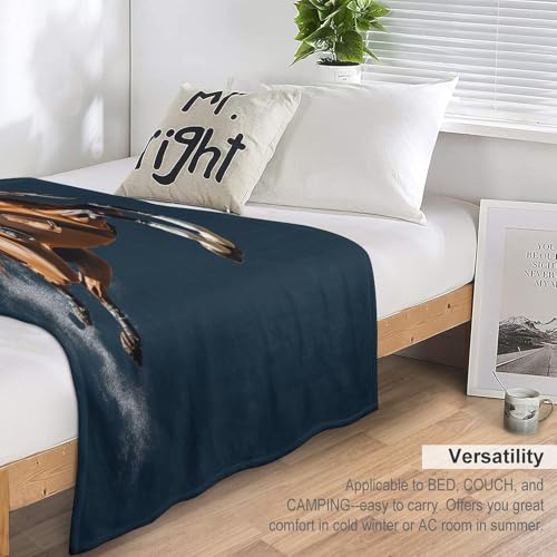 Couverture super douce et moelleuse course de chevaux plaid chaud lit