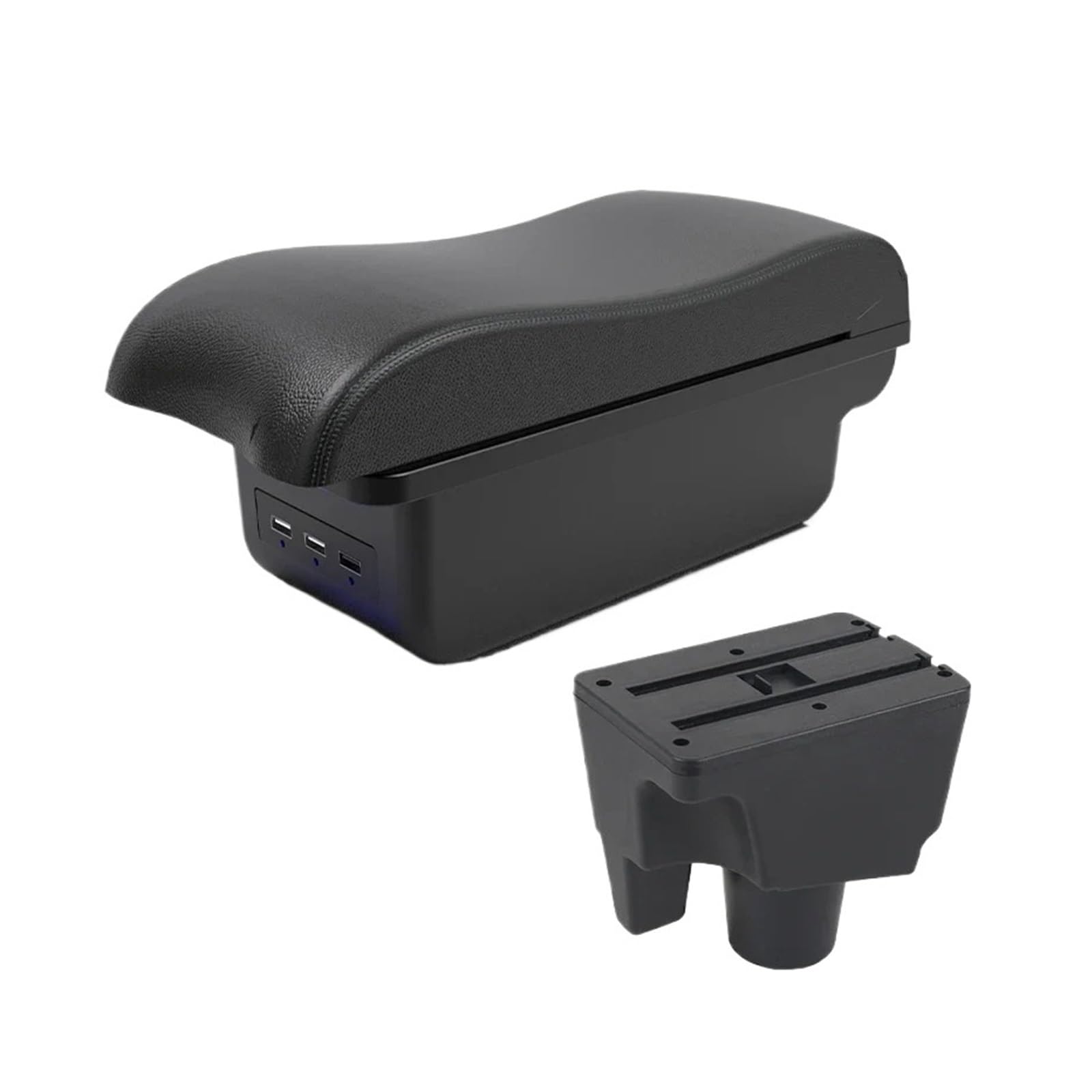 Ggwqoops Car Armrests For Toyota For Aqua For Prius C Armrest Car Center Console Modification Accessories Double-layer Storage Box USB Decoration Armrest Box(B2 Black line 3 USB)