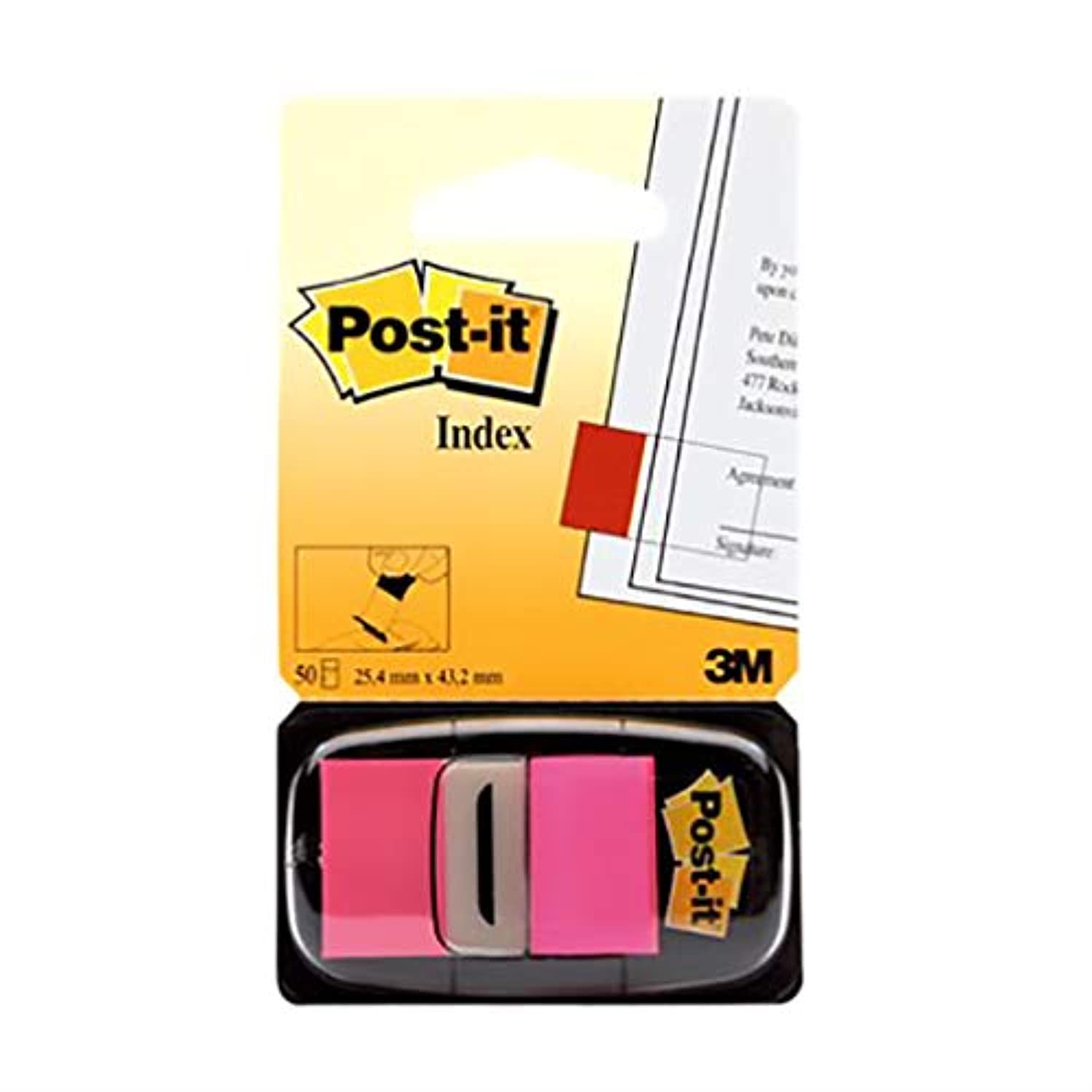 Flags 1" Dispenser 1 x 1.7 in (25.4 x 43.2 mm) Bright Pink Color, 50 flags/pack | Mark, Highlight, Color Code, Organize files | No damage | Page Markers | Book Tabs | Sticky Index
