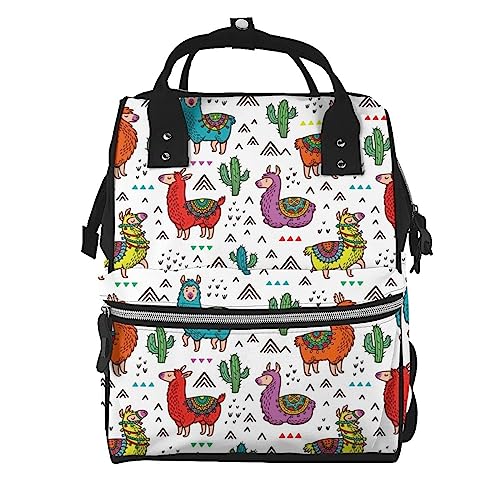 Sac à dos ordinateur portable lamas cactus homme femme imprimé triangles