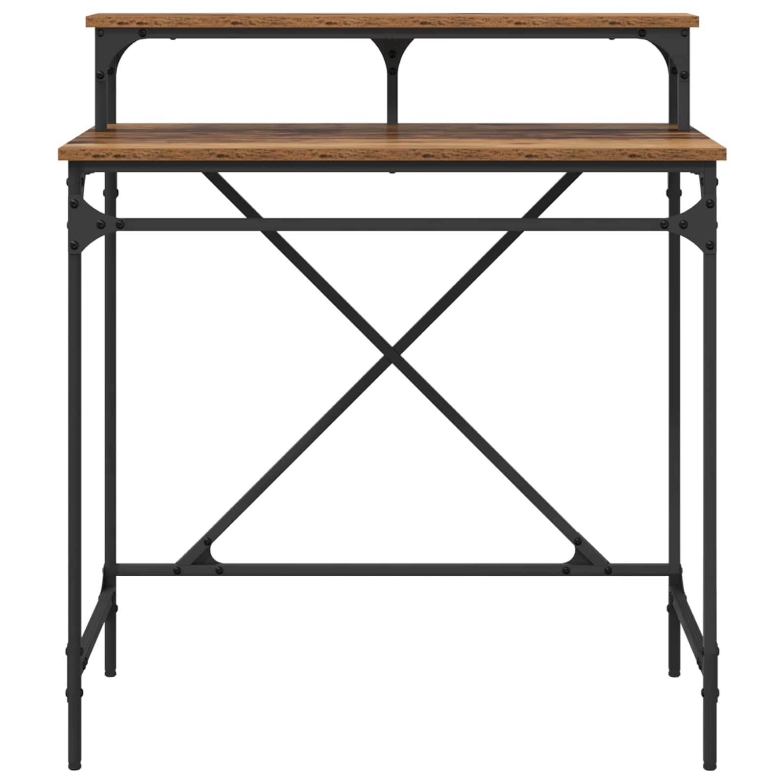 Scrivania Ufficio Stile Industriale con Ripiani 80x50x90 cm | Tavolo da lavoro compatto con scaffali integrati, ideale per ottimizzare lo spazio nello studio o in ufficio.