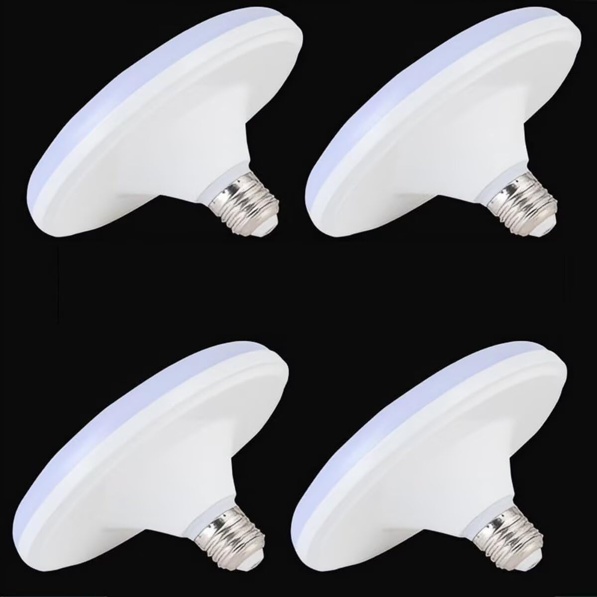 AstrizLamp E27 Screw Bulb 20W 6500K, White Basics Bulb E27 Energy Saving Lighting UFO Design, Portable LED Daylight Hardwired Lamp Fixture for Home Outdoor Garage Warehouse Garden Positive White 4Pcs