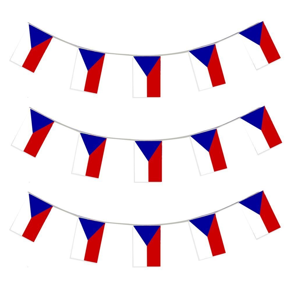 X100 Une bannière de 10 mètres composée de 20 drapeaux aux couleurs du Czech République I Love Fancy Dress Wholesale - Idéal pour toutes manifestations sportives ou patriotiques - Livraison Gratuites