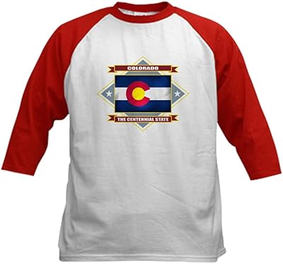 CafePress Colorado Flag Kids Baseball Jersey Kids Cotton Baseball Jersey, 3/4 Raglan Sleeve Shirt Red/White