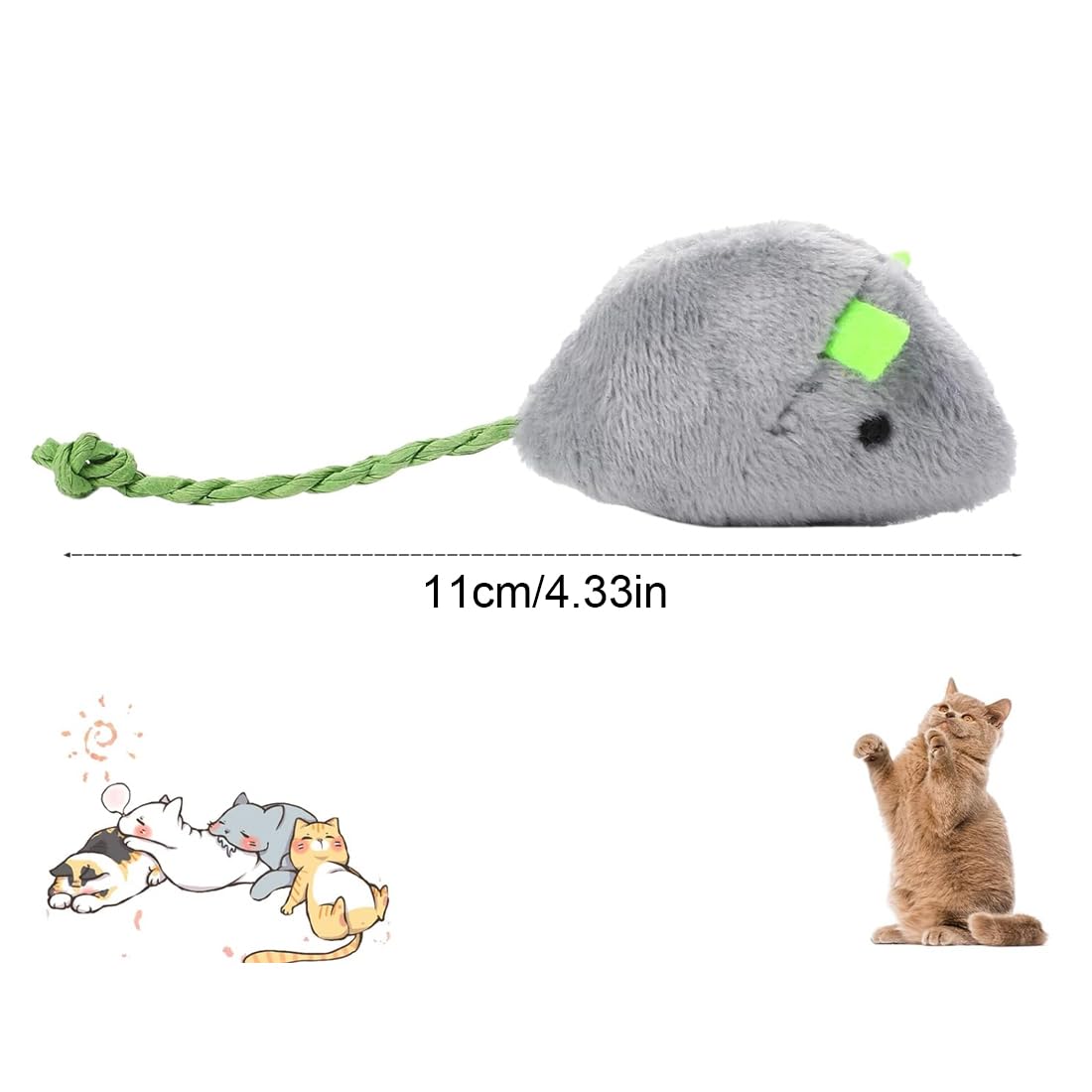 4 Topolini Di Erba Gatta Con Sonaglio - Giocattolo Per Gatti Per Stimolare La Caccia E Il Gioco - Foto 5